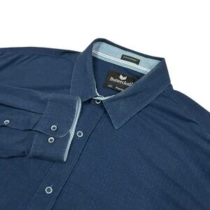 Butter Cloth Icy Cotton Shirt Mens 2XL Blue Regular Fit Button Up Lightweight